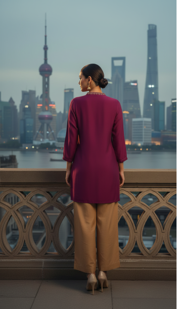 Magenta Dola Silk Embroidered Tunic With Zari