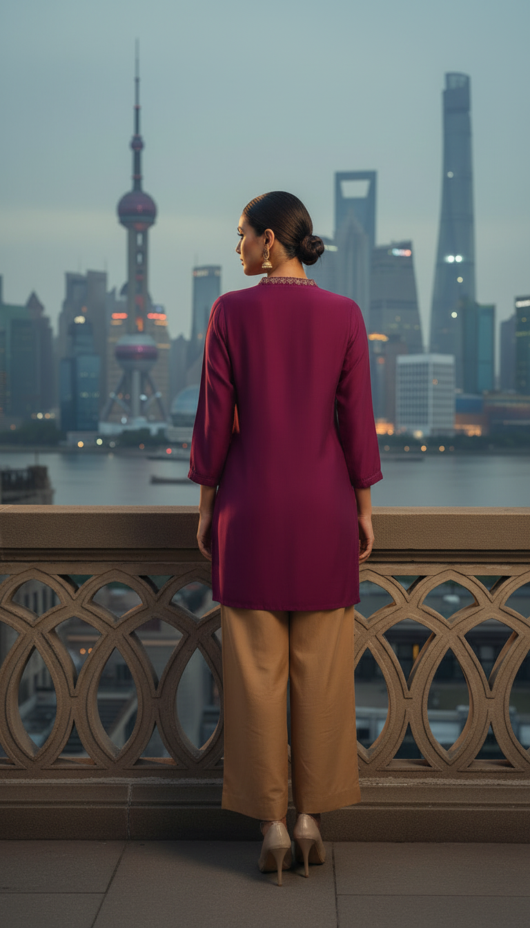 Magenta Dola Silk Embroidered Tunic With Zari