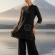 Black Viscose Blend Tunic With Stone Work