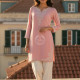 Peach Rayon Embroidered Kurta With Sequins