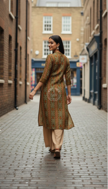Olive Rayon Bandhani Print Kurta