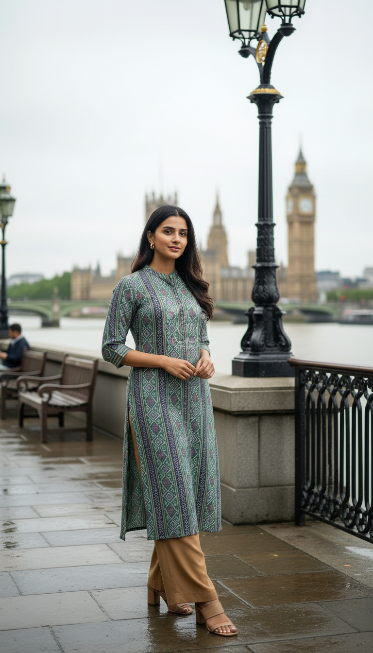 Teal Green Rayon Bandhani Print Kurta