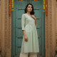 Light Green Cotton Dobby Solid Kurta With Sequins