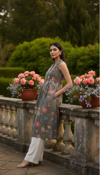 Earth Cotton Flex Floral Print Kurta