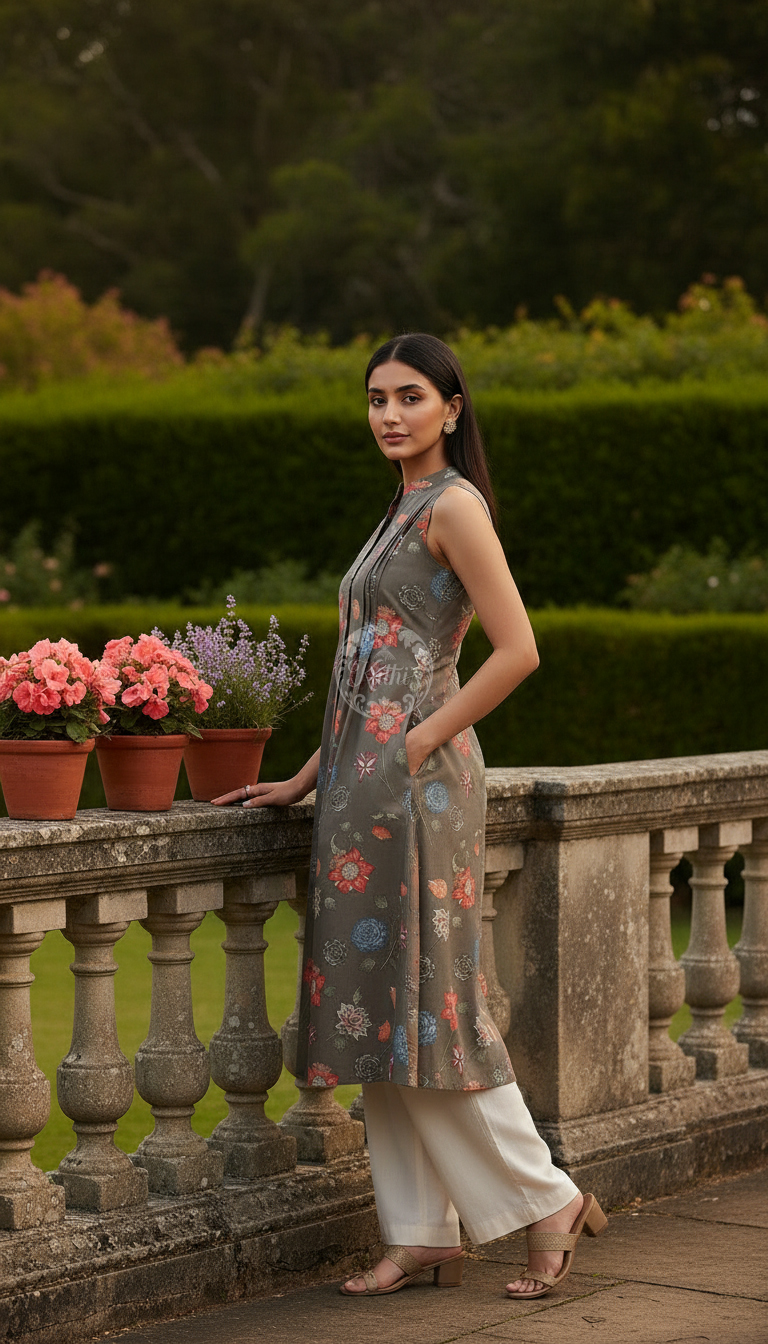 Earth Cotton Flex Floral Print Kurta