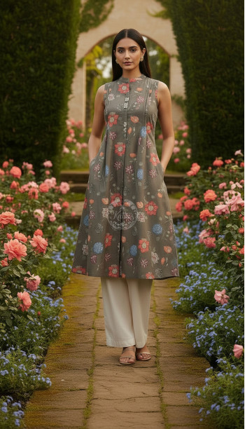 Earth Cotton Flex Floral Print Kurta