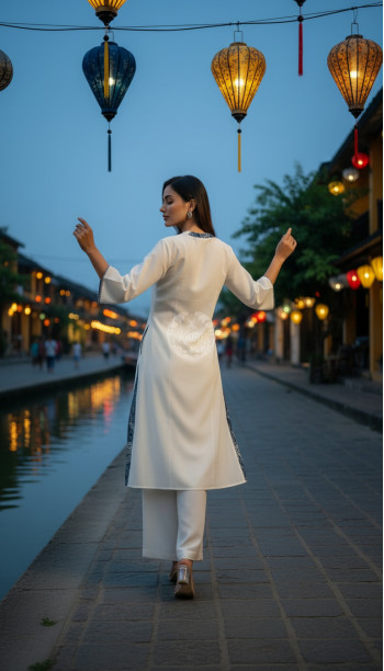 Off White Cotton Contrast Printed V-Neck A-Line Kurta