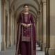 Wine Brocade Ethnic Motifs Suit Set With Zari Woven