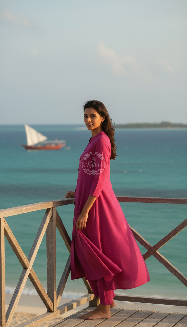 Pink Art Silk Solid Kurta Set