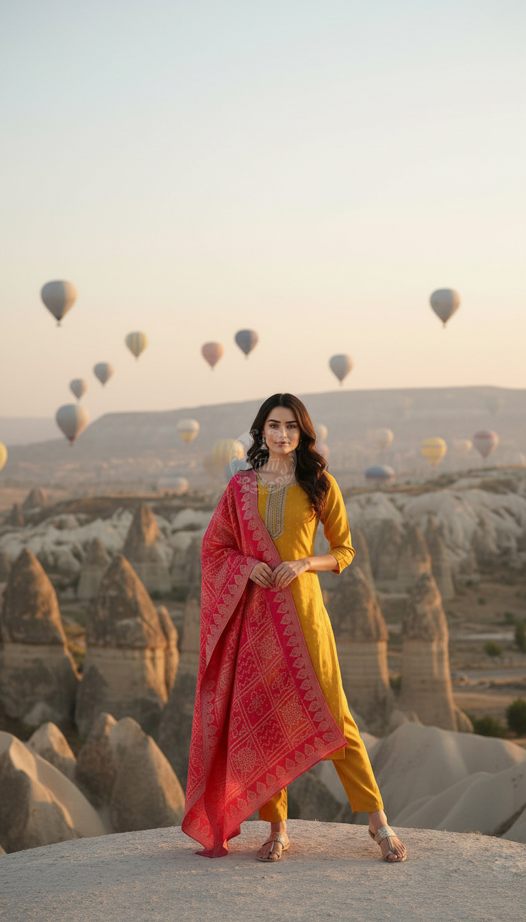 Mustard Chanderi Woven Design Suit Set With Zardosi