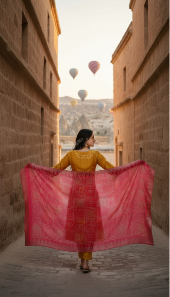 Mustard Chanderi Woven Design Suit Set With Zardosi