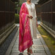 Off White Chanderi Woven Design Suit Set With Zardosi