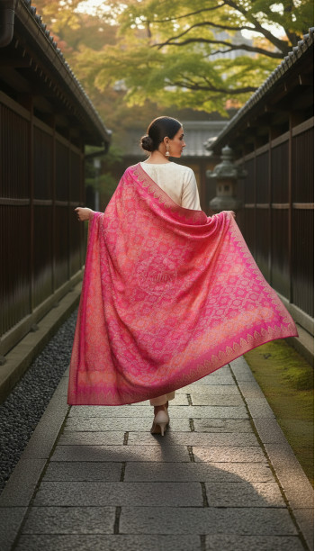 Off White Chanderi Woven Design Suit Set With Zardosi