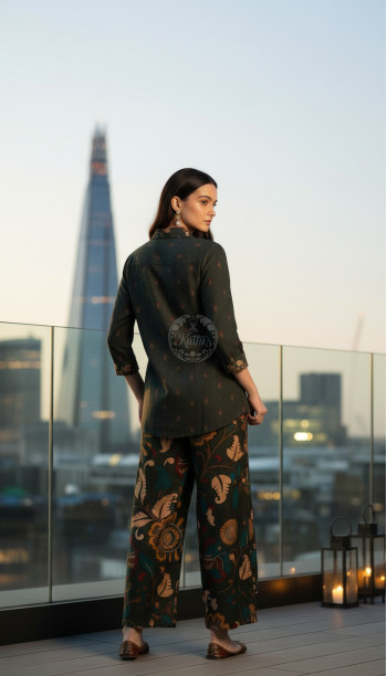 Green Viscose Muslin Floral Print Co-Ord Set