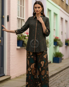 Green Viscose Muslin Floral Print Co-Ord Set