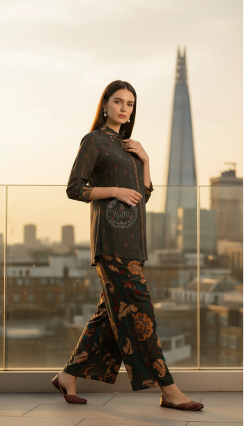 Green Viscose Muslin Floral Print Co-Ord Set