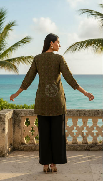 Green Ethnic Motifs Tunic