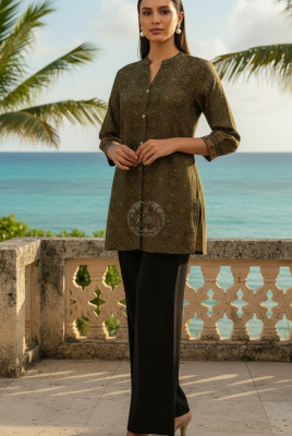 Green Ethnic Motifs Tunic