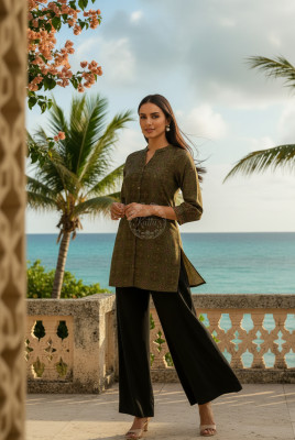 Green Ethnic Motifs Tunic