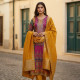 Mustard Brocade Ethnic Motifs Suit Set With Sequins