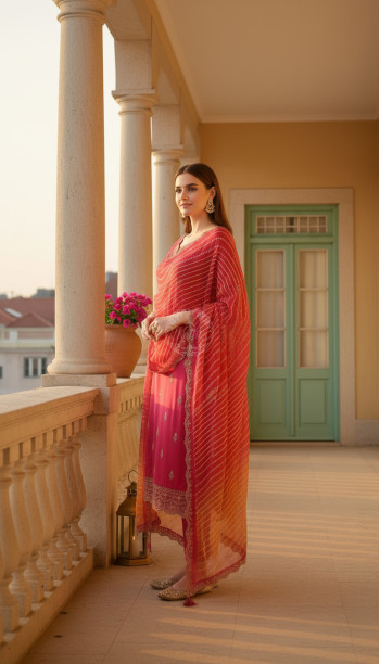 Fuchsia Dola Silk Embroidered Suit Set With Zari