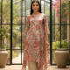 Beige Linen Blend Botanical Print Kurta Set