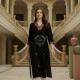Black Cotton Dobby Embroidered Kurta With Thread Work