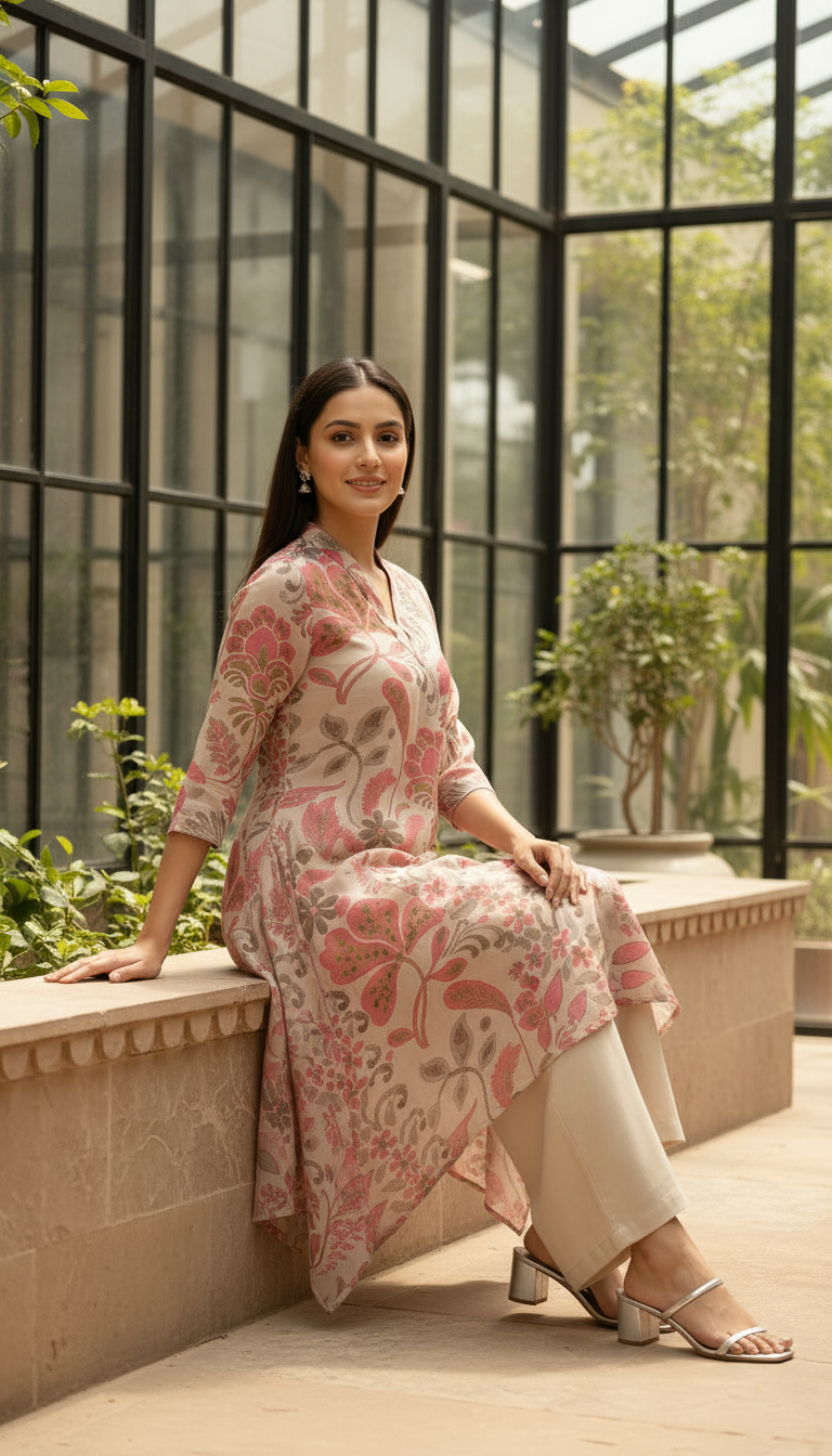 Black Dola Silk Floral Print Suit Set With Cutdana