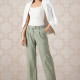 Women Green Solid Formal Contemporary Fit Trousers