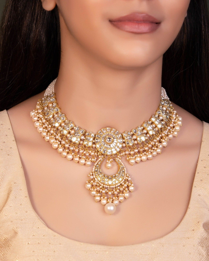 Manusha Necklace And Maheshwari Chandbalis Polki Set