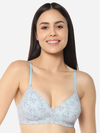 Printed Lightly Padded All Day Comfort Non-Wired Seamless T-Shirt Cotton Bra