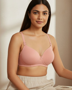 Maternity Padded Non Wired 3/4th Coverage Nursing Bra - Peach Pearl