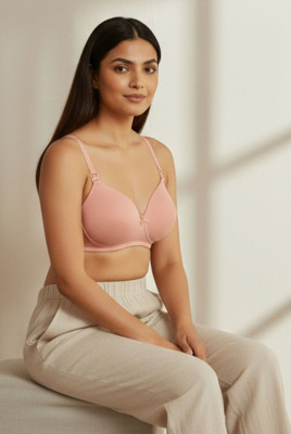 Maternity Padded Non Wired 3/4th Coverage Nursing Bra - Peach Pearl