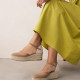 Sand Standard/Wide Fit Closed Toe Platform Espadrille Wedges