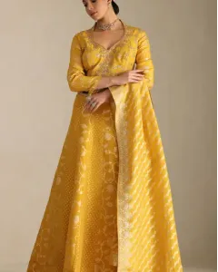 Mustard Viscose Embroidered Ghagra Choli With Zardozi