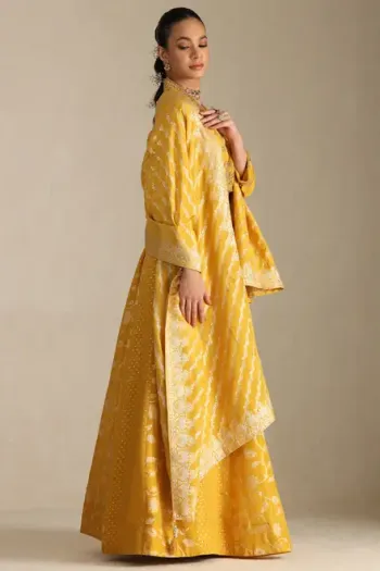 Mustard Viscose Embroidered Ghagra Choli With Zardozi