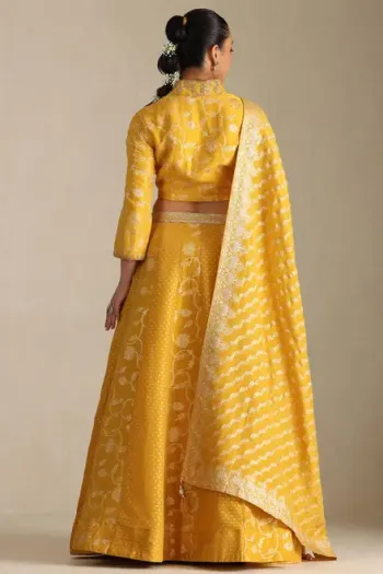 Mustard Viscose Embroidered Ghagra Choli With Zardozi