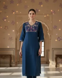 Navy blue Ethinc Kurti Top