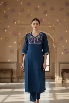 Navy blue Ethinc Kurti Top