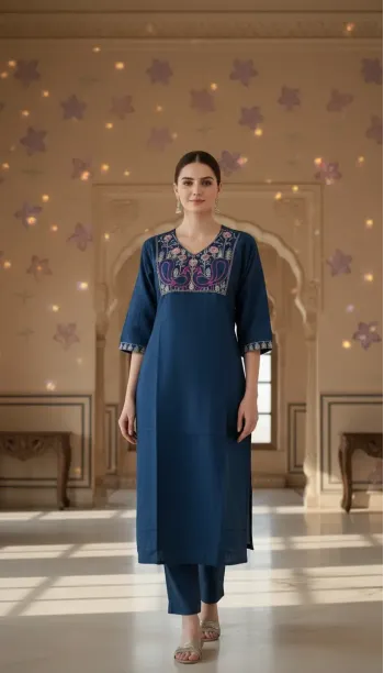 Navy blue Ethinc Kurti Top
