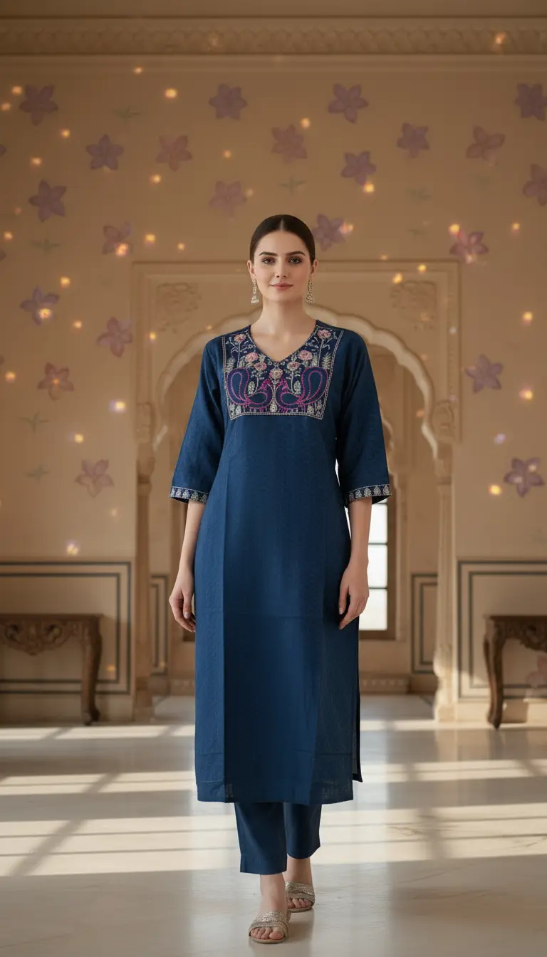 Navy blue Ethinc Kurti Top