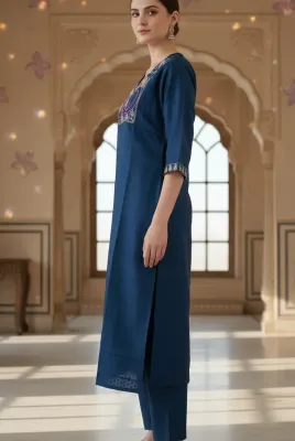 Navy blue Ethinc Kurti Top