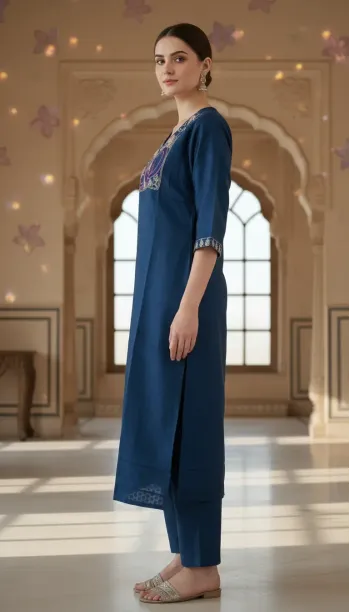 Navy blue Ethinc Kurti Top