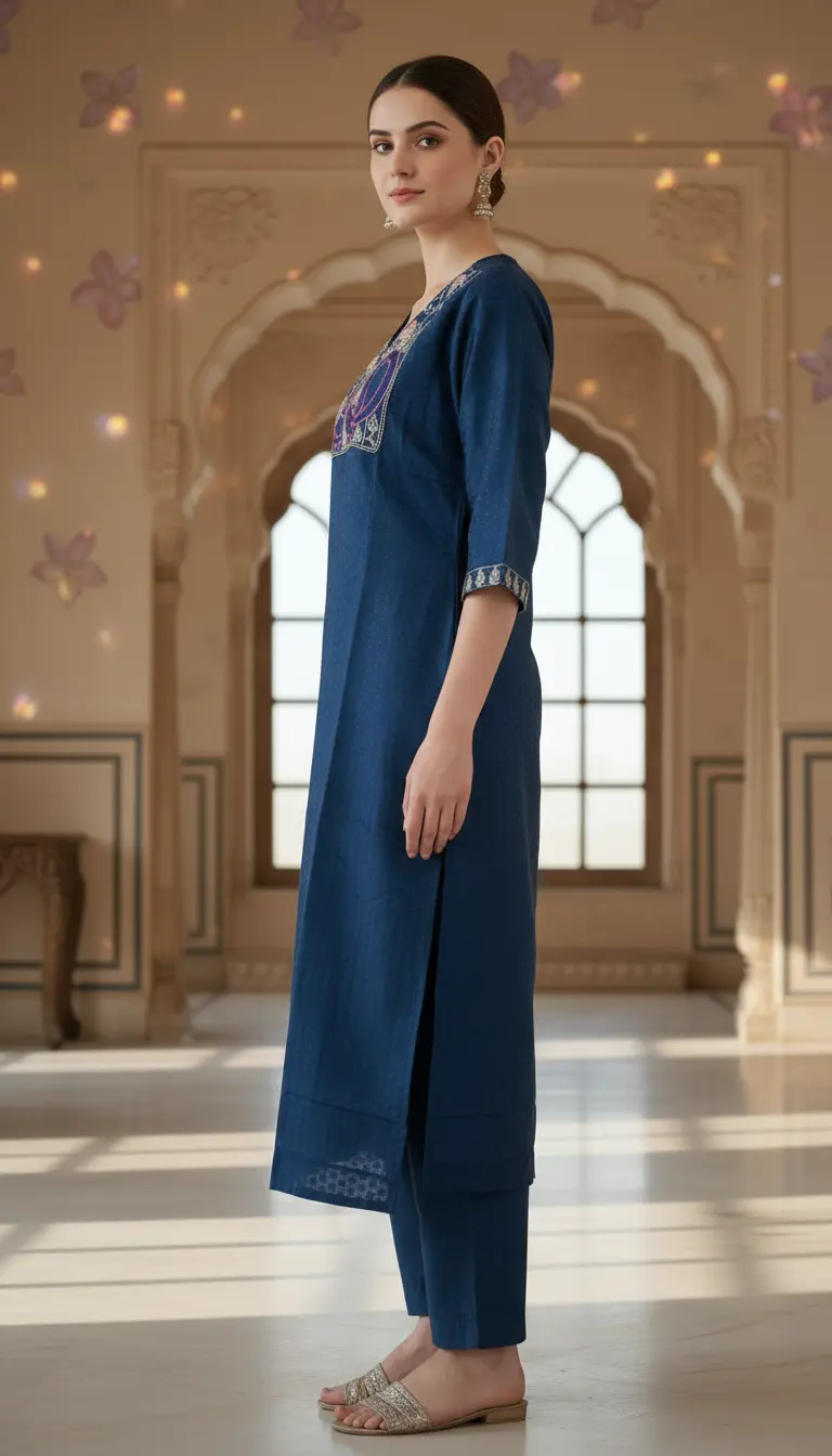 Navy blue Ethinc Kurti Top
