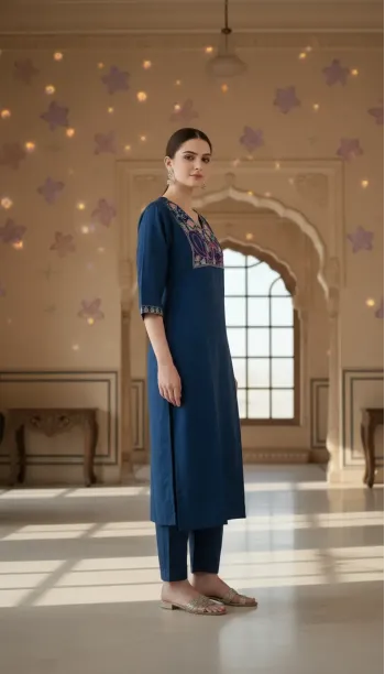Navy blue Ethinc Kurti Top