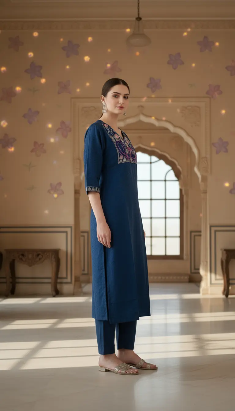 Navy blue Ethinc Kurti Top