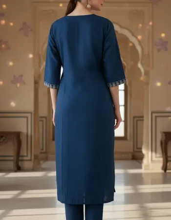 Woven-Dot Yoke Work Kurta