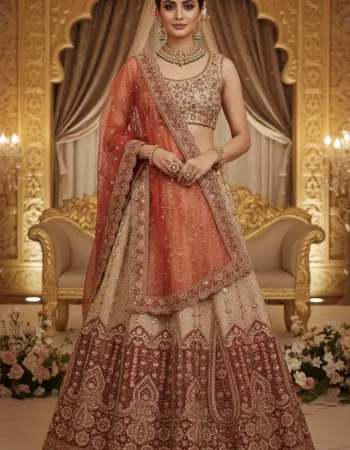 Peach Bridal Lehenga Set