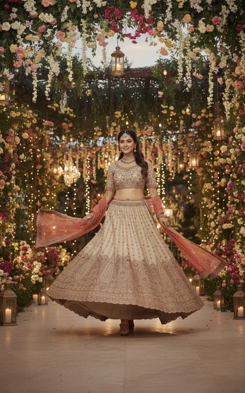 Peach Bridal Lehenga Set