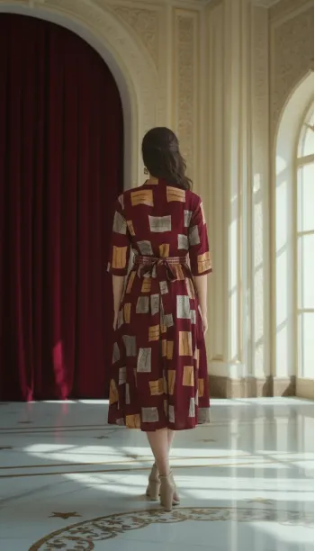 Shirred Waist Midi Dress